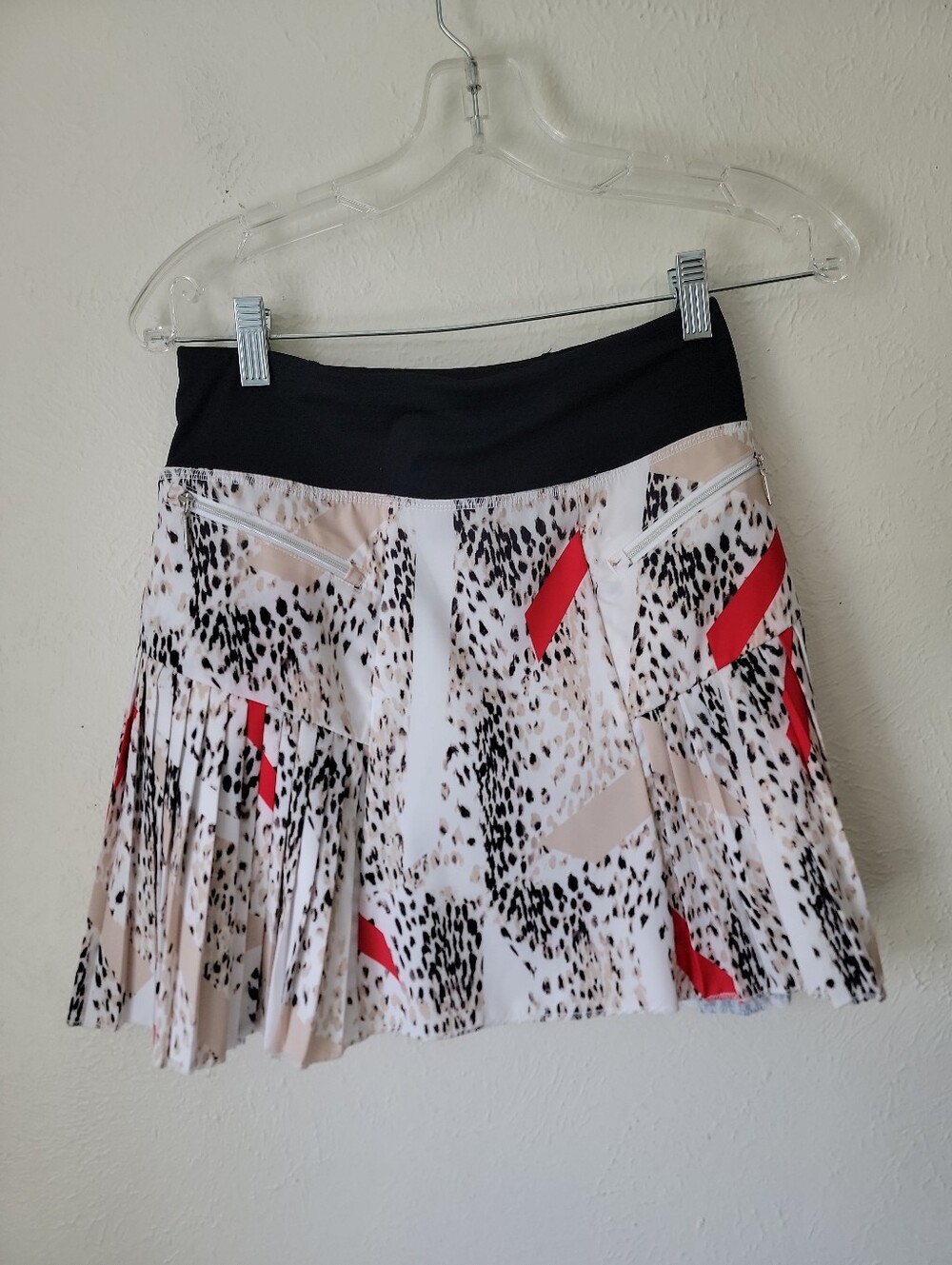 Gg Blue Tennis Skirt Skort Abstract  Animal-Print Pleated W/ Pockets
